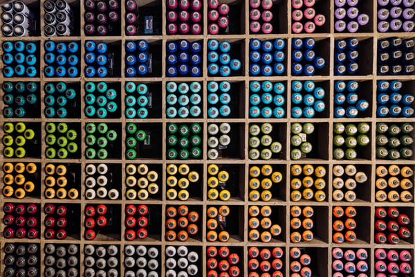 Colorful balls in various shelves