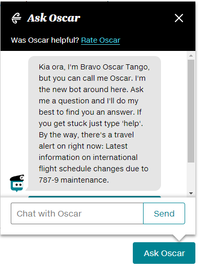 Oscar chatbot design