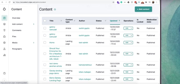 Content Listing from EzContent