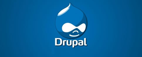 Drupal logo in blue background
