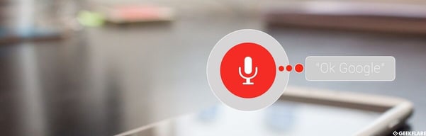 Google Assistant in use with a microphone icon